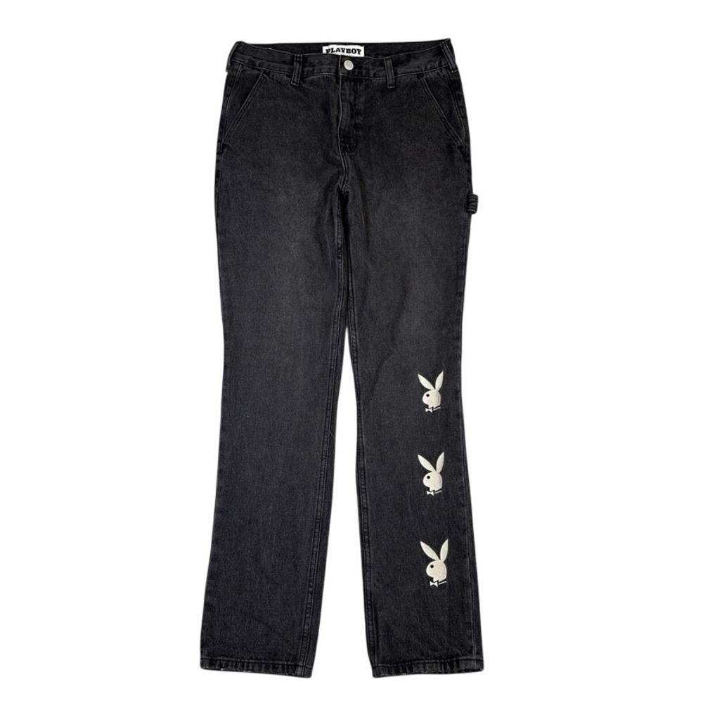 Playboy by PacSun Black Carpenter Jeans Embroidered Bunny Logo Size 32x32